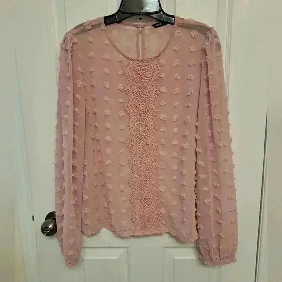 ❤️ Pretty Pink Shein Long Sleeved Sheer Blouse - Picture 8 of 11